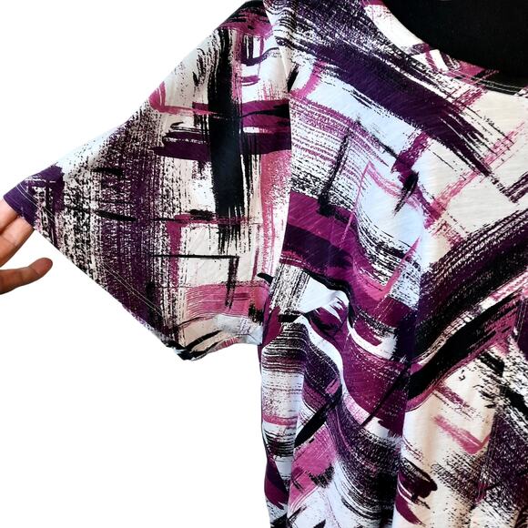 ZIM & ZOE WOMEN'S PLUS‎ 30/32 TUNIC TOP SHORT SLEEVE NEW RUFFLE HEM CASUAL PARTY - Picture 3 of 10